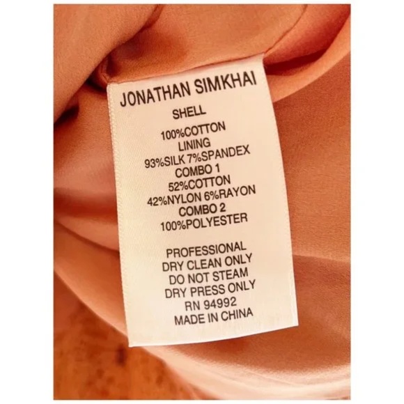 JONATHAN SIMKHAI Cotton-Macramé Lace Handkerchief-Hem Coral-Peach Dress 4 - Picture 9 of 11